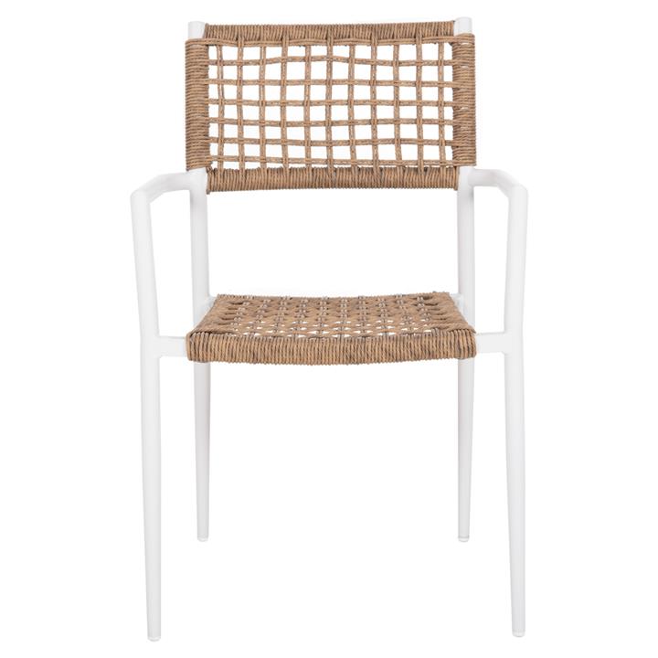 ARMCHAIR TRILAN HM6044.01 ALUMINUM IN WHITE-SYNTHETIC RATTAN IN NATURAL 55.5x55x84Hcm.