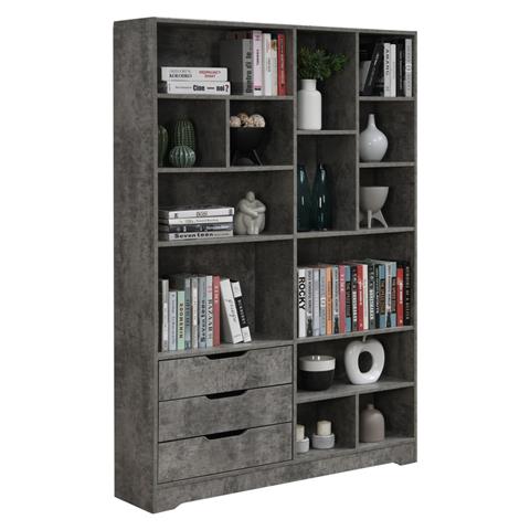 Βιβλιοθήκη Lucinda pakoworld γκρι oak 120x29.8x180.5εκ
