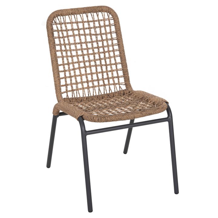 ALUMINUM CHAIR SPANO HM6047 ANTHRACITE FRAME- BEIGE SYNTHETIC RATTAN 46x59x80Hcm.