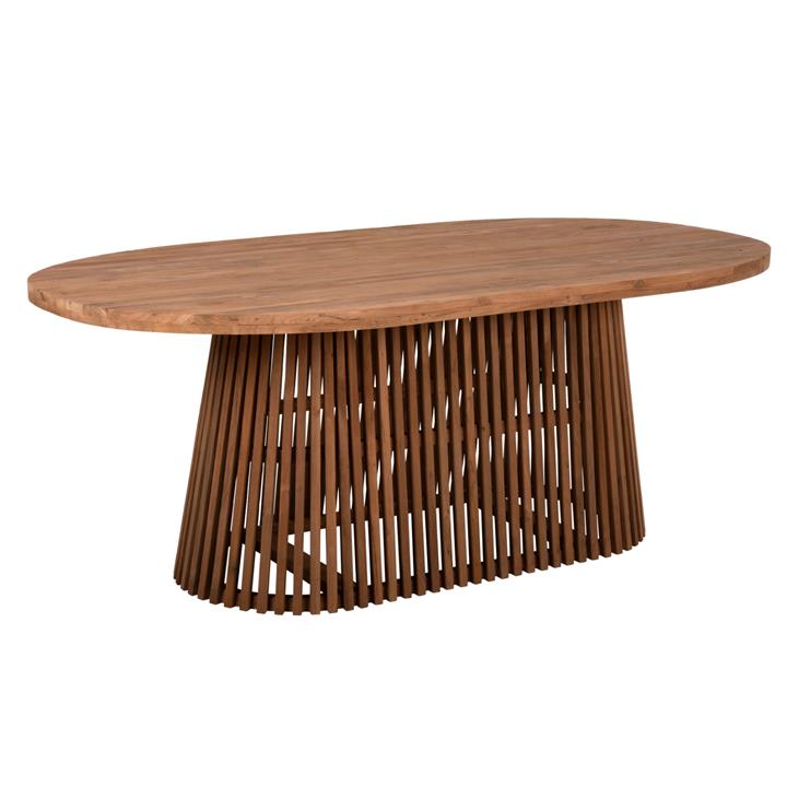 DINING TABLE REMIK HM9835 TEAK WOOD IN NATURAL 100x200x75,5Hcm. TABLETOP 4cm.
