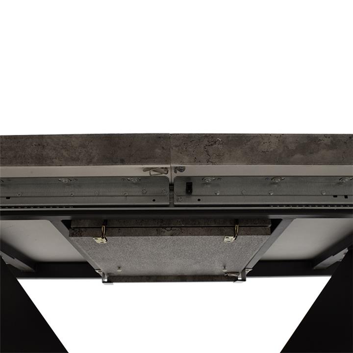 Gordon pakoworld expanding gray cement melamine table - black metal leg 160-200x90x75cm