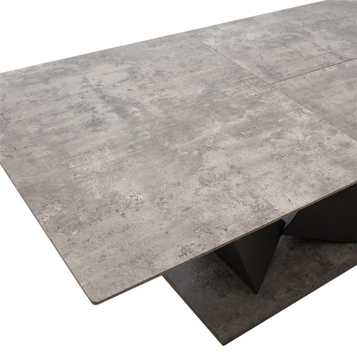 Gordon pakoworld expanding gray cement melamine table - black metal leg 160-200x90x75cm