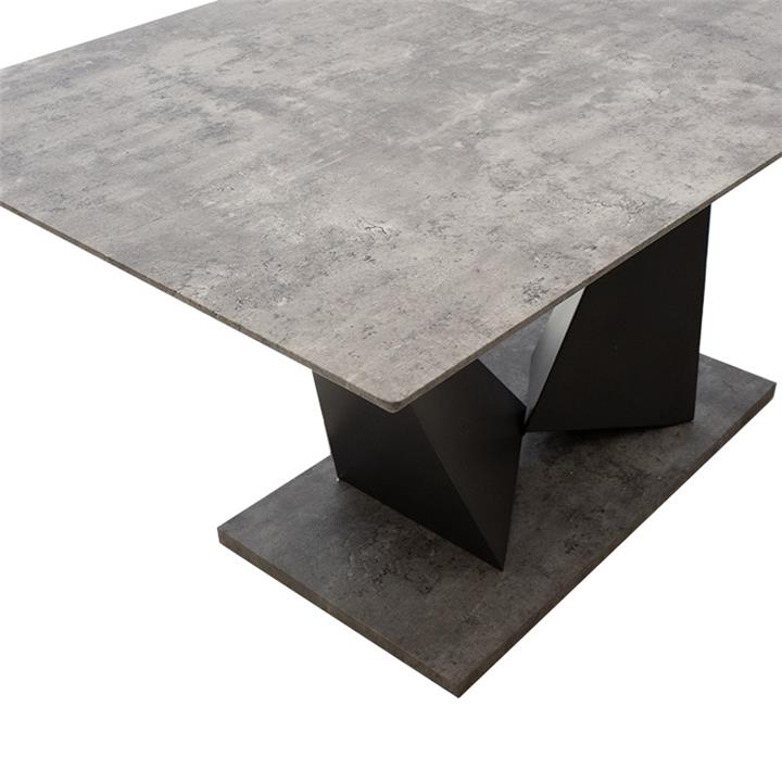 Gordon pakoworld expanding gray cement melamine table - black metal leg 160-200x90x75cm