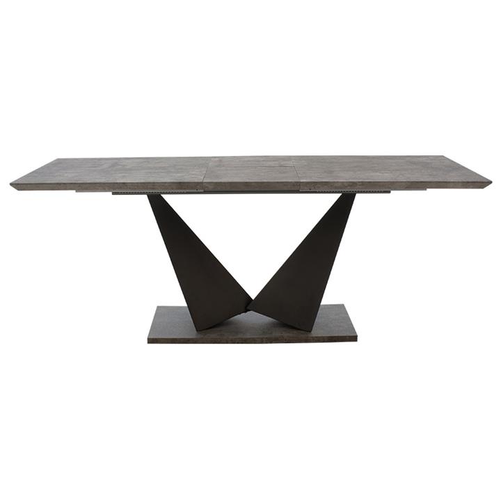 Gordon pakoworld expanding gray cement melamine table - black metal leg 160-200x90x75cm