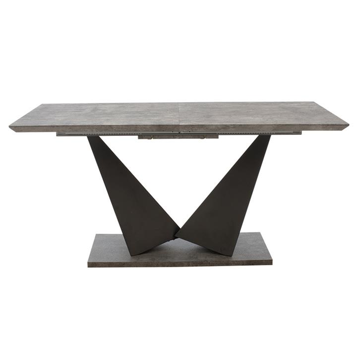 Gordon pakoworld expanding gray cement melamine table - black metal leg 160-200x90x75cm