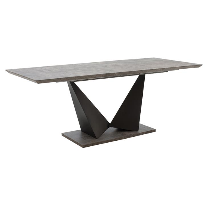 Gordon pakoworld expanding gray cement melamine table - black metal leg 160-200x90x75cm