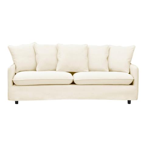 3-seater sofa Interest pakoworld beige fabric with five pillows 196x85x90cm