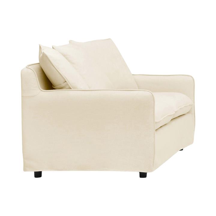 2-seater sofa Interest pakoworld beige fabric with three pillows 140x85x90cm