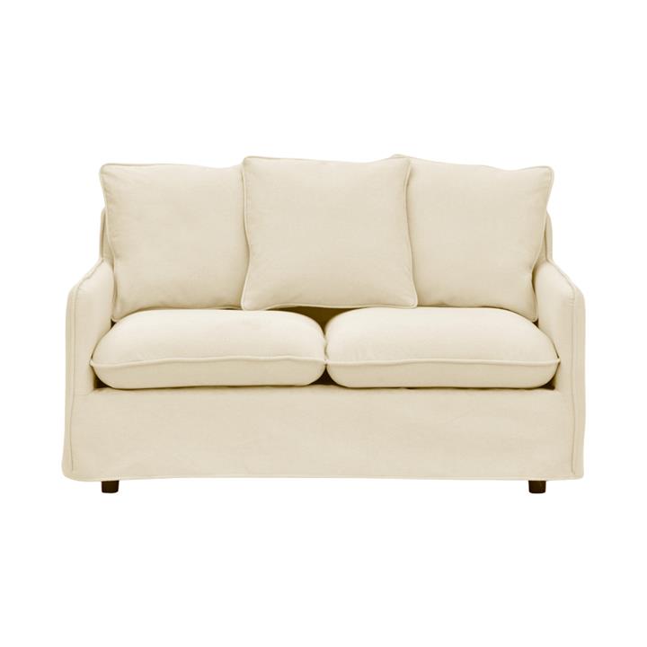 2-seater sofa Interest pakoworld beige fabric with three pillows 140x85x90cm