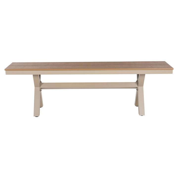 ALUMINUM BENCH TAWNEE HM6038.04 CHAMPAGNE COLOR- POLYWOOD SEAT IN NATURAL WOOD COLOR 150x36x45Hcm.