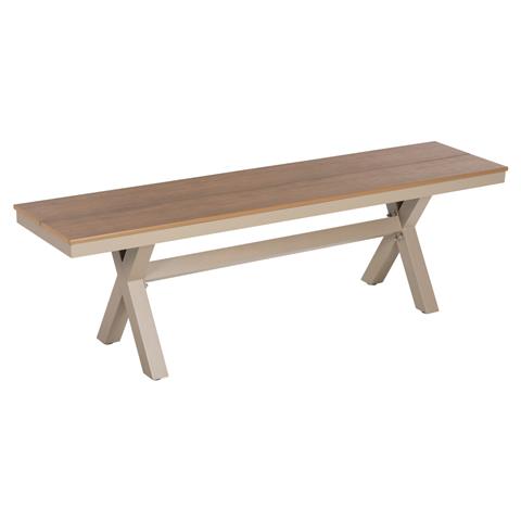 ALUMINUM BENCH TAWNEE HM6038.04 CHAMPAGNE COLOR- POLYWOOD SEAT IN NATURAL WOOD COLOR 150x36x45Hcm.