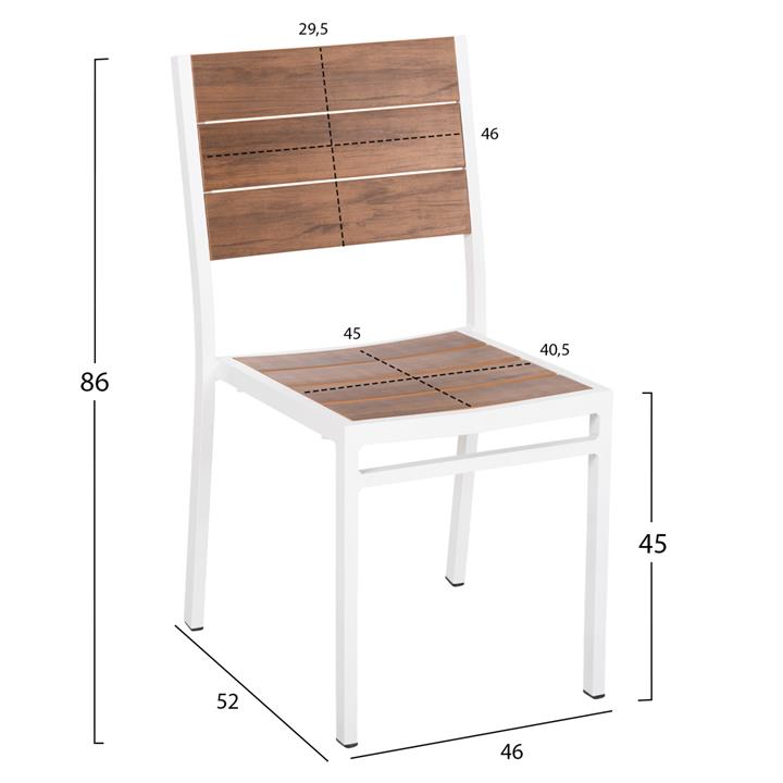 ALUMINUM CHAIR SAGA HM6063.01 WHITE WITH POLYWOOD 46x52x86Hcm.