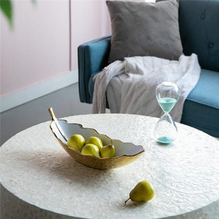 Artekko Leaf Bowl  Πιατέλα/Μπολ Διακοσμητικό Φύλλο Κεραμίκο Λευκό/Χρυσό (47x18x15.5)cm