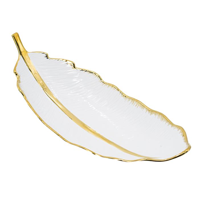 Artekko Leaf Bowl  Πιατέλα/Μπολ Διακοσμητικό Φύλλο Κεραμίκο Λευκό/Χρυσό (47x18x15.5)cm
