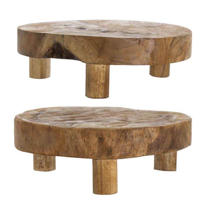 Artekko Woody Riser Πλατό Διακοσμητικό από Ξύλο Teak (30x30x10)cm Σετ/2