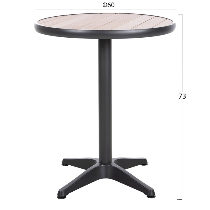 ALUMINUM ROUND TABLE ALEXA HM6086.01 ANTHRACITE-POLYWOOD TOP IN NATURAL COLOR Φ60x73Hcm.