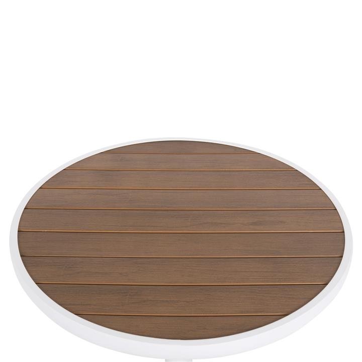ALUMINUM ROUND TABLE ALEXA HM6086.02 WHITE-POLYWOOD TOP IN NATURAL COLOR Φ60x73Hcm.