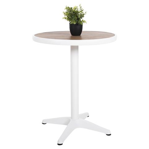 ALUMINUM ROUND TABLE ALEXA HM6086.02 WHITE-POLYWOOD TOP IN NATURAL COLOR Φ60x73Hcm.