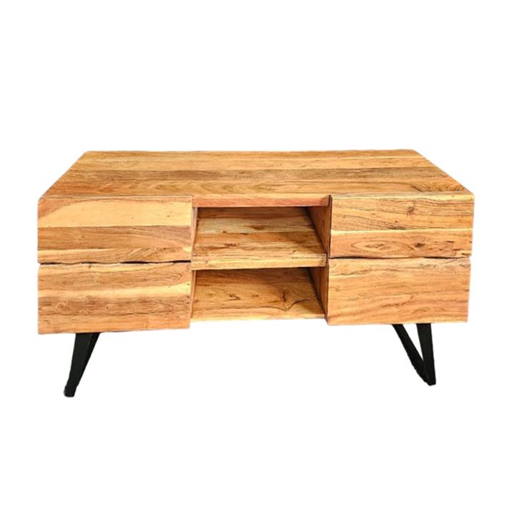 TV cabinet Dervie pakoworld natural solid acacia wood 130x43.5x66.5cm