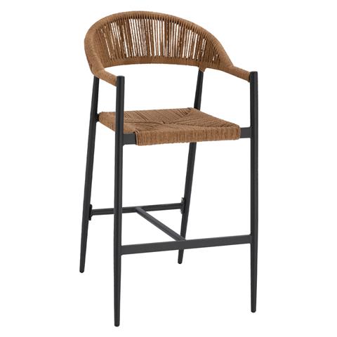ALUMINUM BAR STOOL GREGG HM5788.12 ANTHRACITE-SAND BEIGE SYNTHETIC RATTAN 55x57x106Hcm.