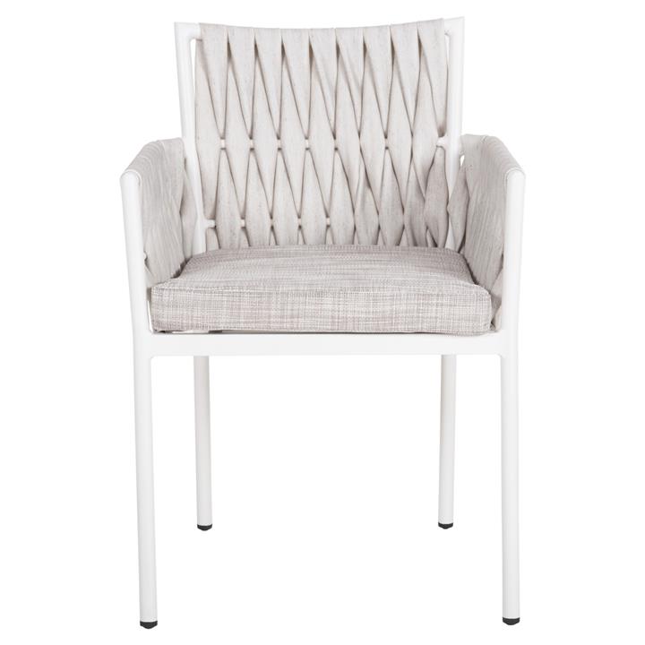 ALUMINUM ARMCHAIR MARTIN HM5564.11 WHITE FRAME AND OFF-WHITE SYNTHETIC RATTAN 56x56x80Hcm.