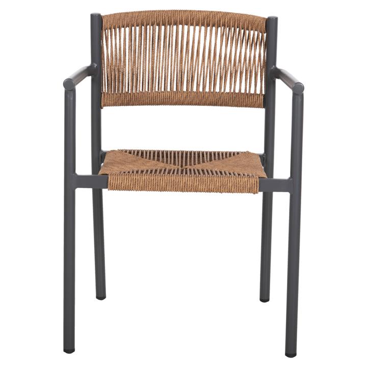 ALUMINUM ARMCHAIR STER HM5786.12 ANTHRACITE-SYNTHETIC RATTAN IN BEIGE 55,5x53x78Hcm.