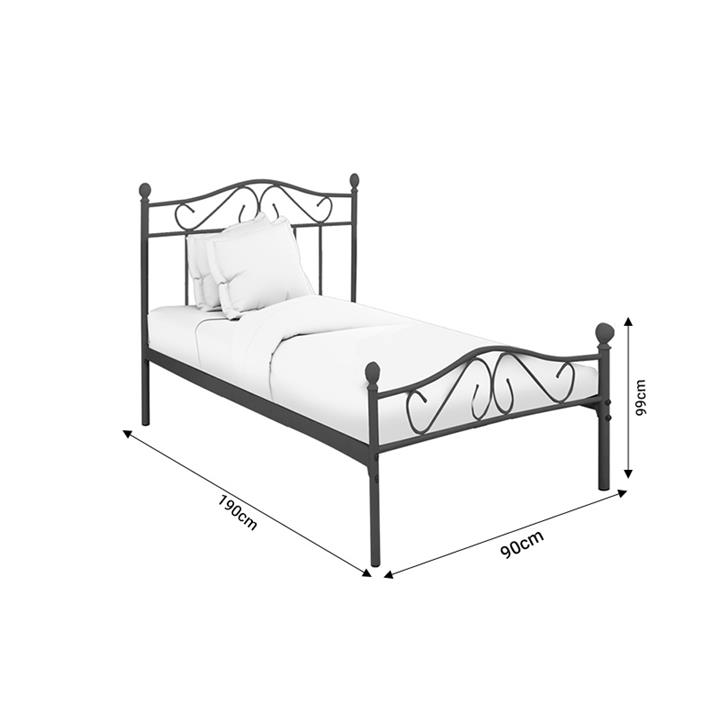 Bed Yorick pakoworld b;ack metal 90x190x99cm