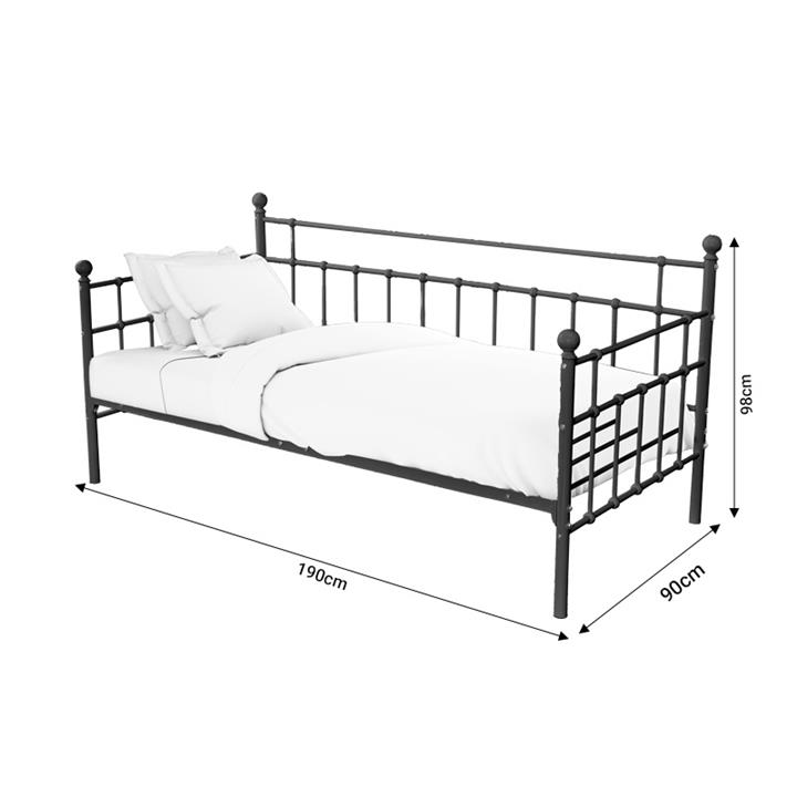 Bed Havelock pakoworld black metal 90x190x98cm