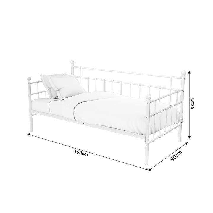 Bed Havelock pakoworld white metal 90x190x98cm