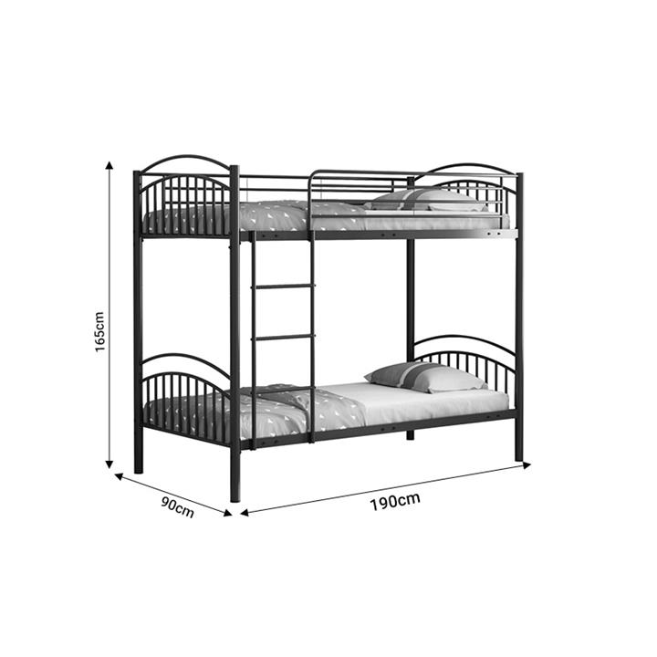 Bunk bed  Mordecai pakoworld black metal 90x190x165cm