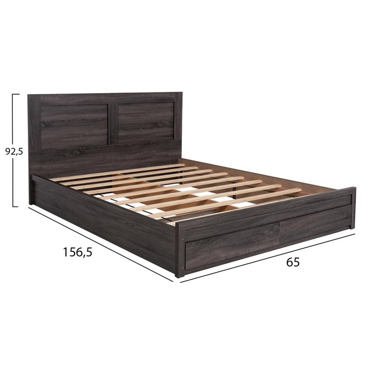 BED CAPRI HM312.07 WITH 2 DRAWERS MELAMINE IN ZEBRANO COLOR FOR MATTRESS 150x200cm.
