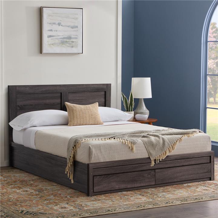 BED CAPRI HM312.07 WITH 2 DRAWERS MELAMINE IN ZEBRANO COLOR FOR MATTRESS 150x200cm.