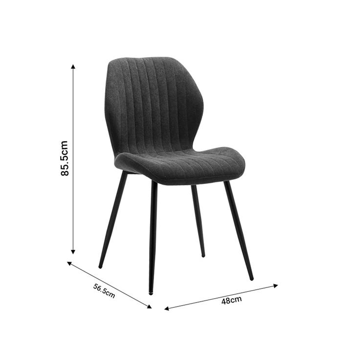 Chair Fersity pakoworld white fabric-black metal leg 48x56.5x85.5cm