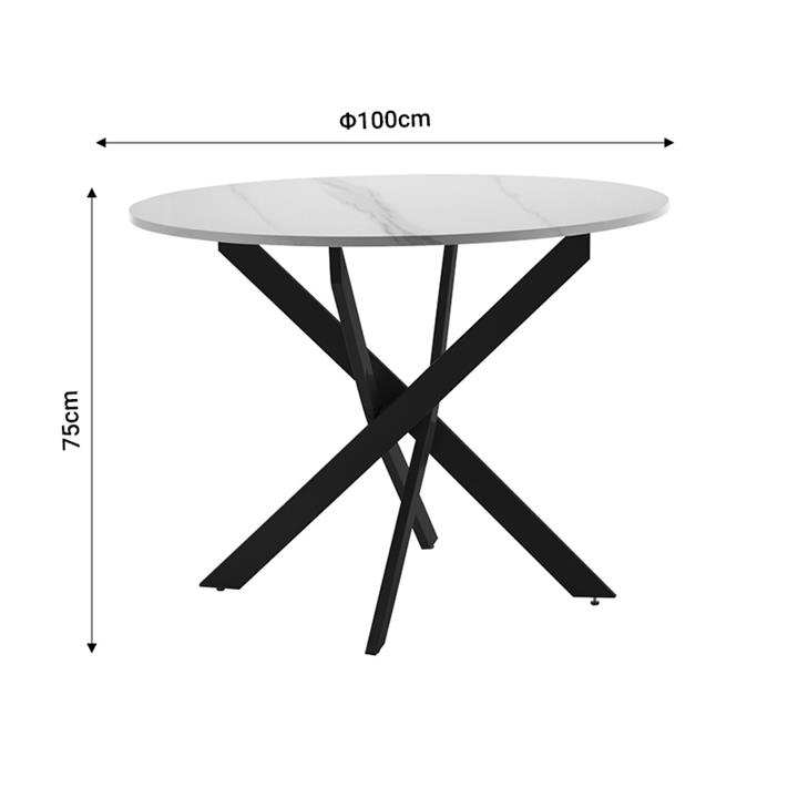 Dining table Dammero pakoworld melamine white marble-black D100x75cm