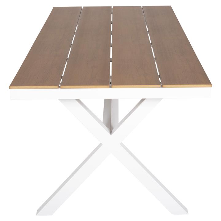 ALUMINUM RECTANGULAR TABLE TAWNEE HM6039.02 WHITE COLOR-POLYWOOD IN NATURAL WOOD 219,5x89,5x73Hcm.