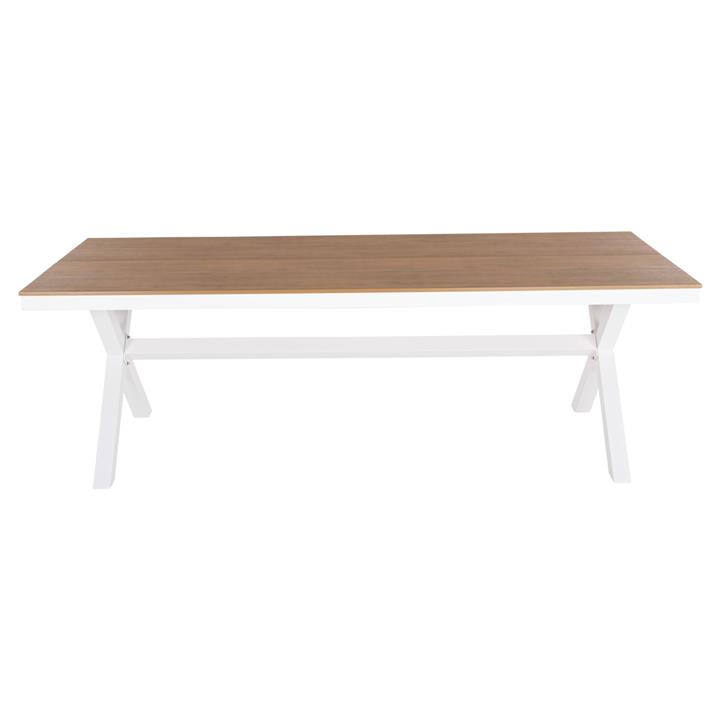 ALUMINUM RECTANGULAR TABLE TAWNEE HM6039.02 WHITE COLOR-POLYWOOD IN NATURAL WOOD 219,5x89,5x73Hcm.