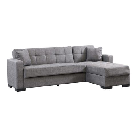 Corner sofa-bed with storage space Kansos pakoworld dark grey fabric 235x150x80cm