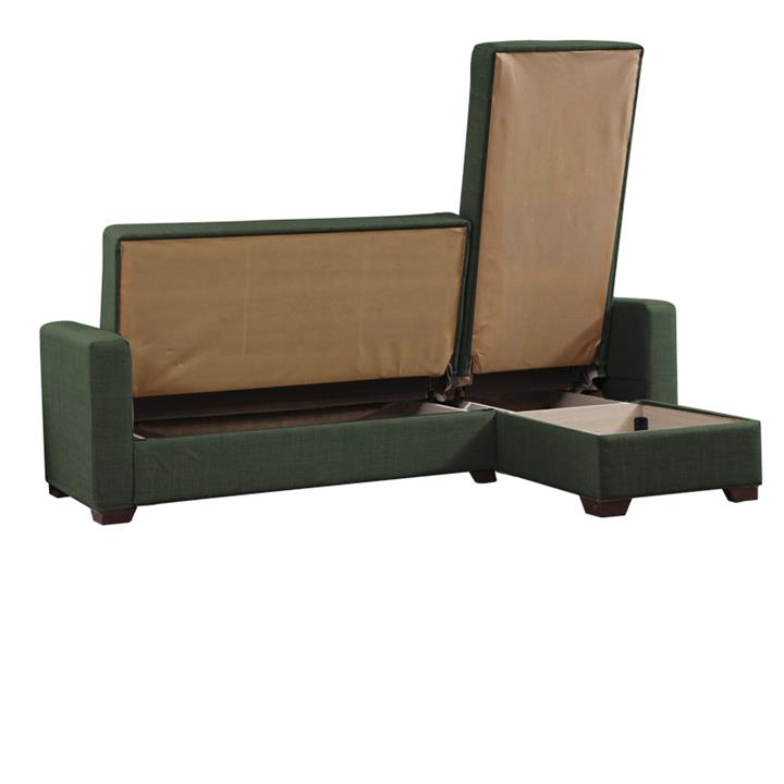 Corner sofa-bed with storage space Alasko pakoworld green fabric 204x143x83cm