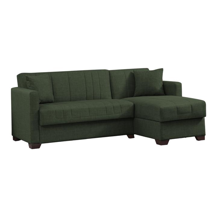 Corner sofa-bed with storage space Alasko pakoworld green fabric 204x143x83cm