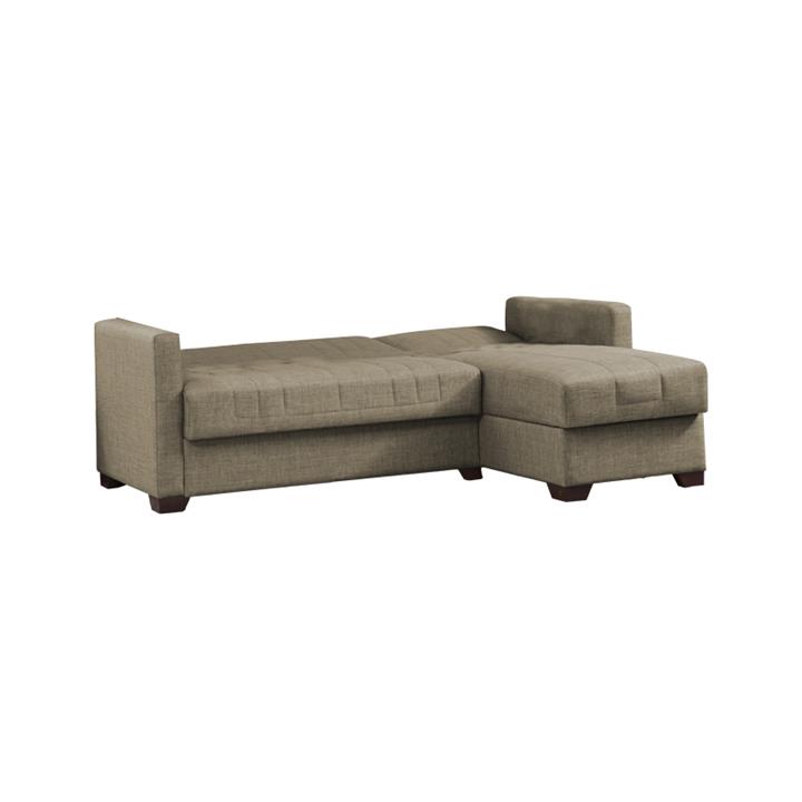 Corner sofa-bed with storage space Alasko pakoworld brown fabric 204x143x83cm