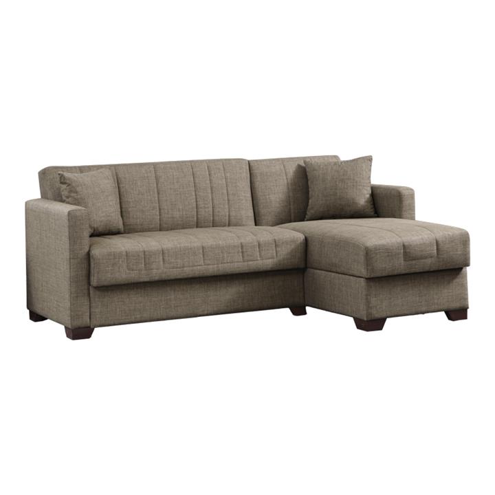 Corner sofa-bed with storage space Alasko pakoworld brown fabric 204x143x83cm