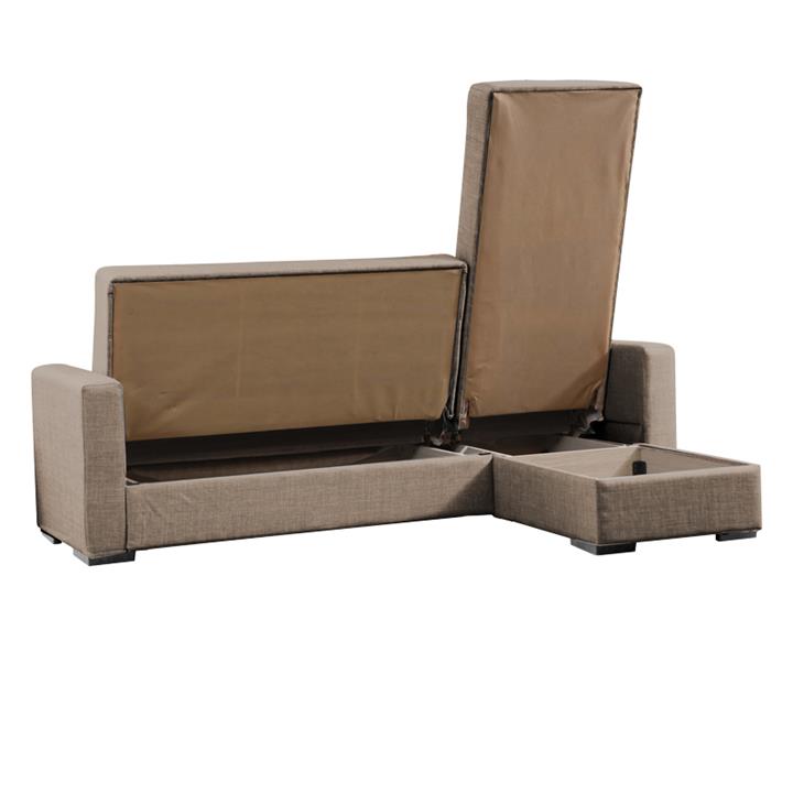 Corner sofa-bed with storage space Kansos pakoworld beige fabric 235x150x80cm