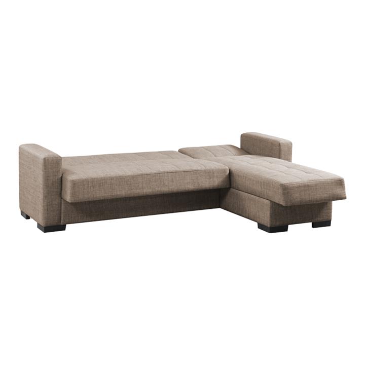 Corner sofa-bed with storage space Kansos pakoworld beige fabric 235x150x80cm