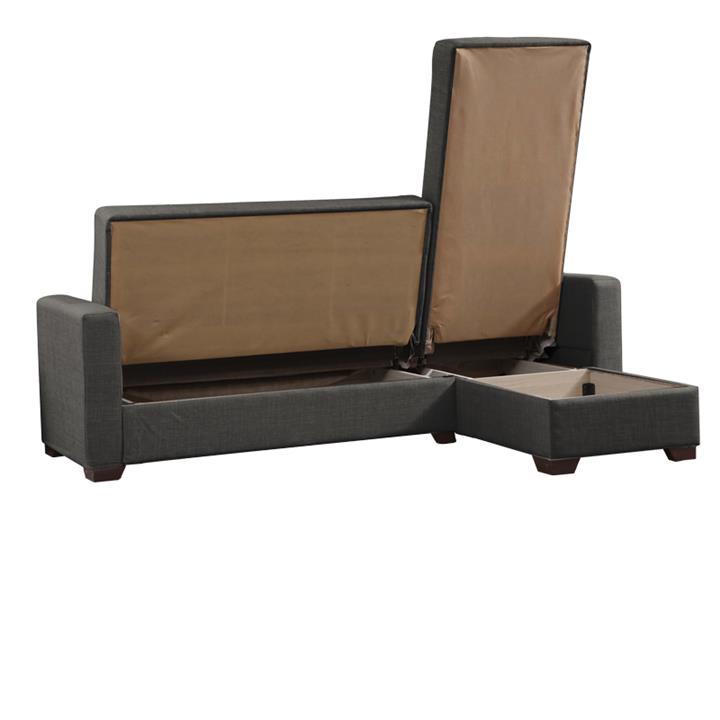 Corner sofa-bed with storage space Alasko pakoworld dark grey fabric 204x143x83cm