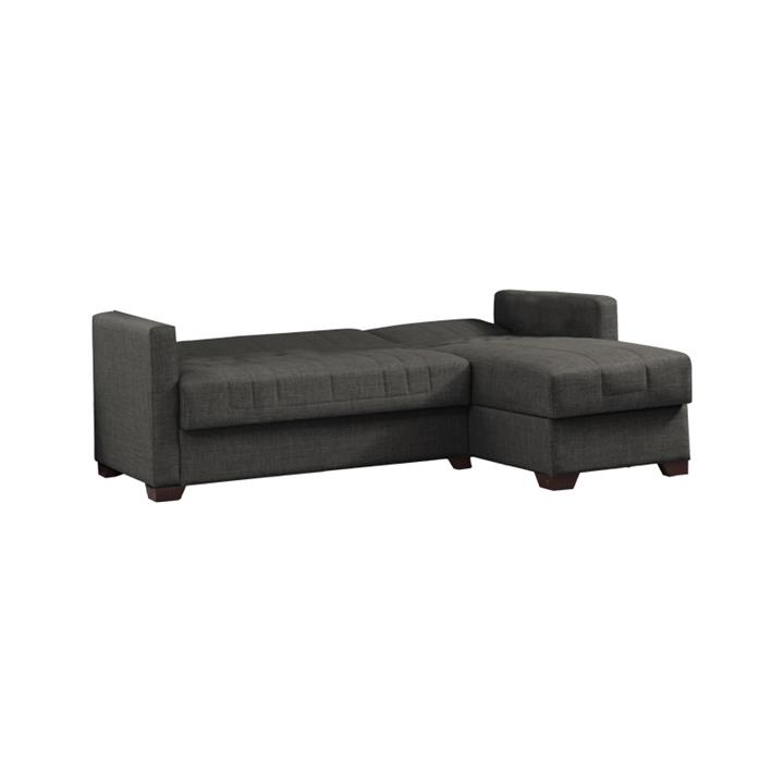 Corner sofa-bed with storage space Alasko pakoworld dark grey fabric 204x143x83cm