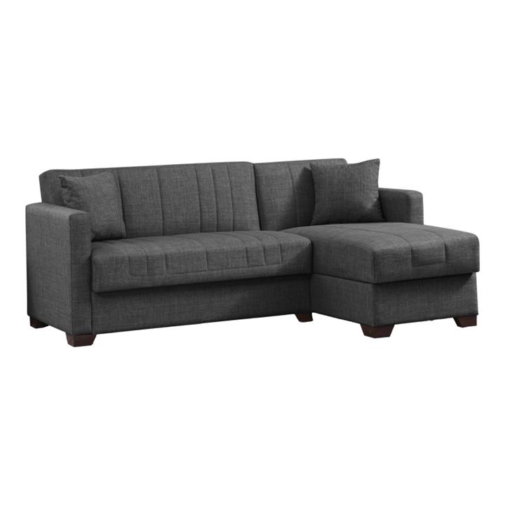 Corner sofa-bed with storage space Alasko pakoworld dark grey fabric 204x143x83cm