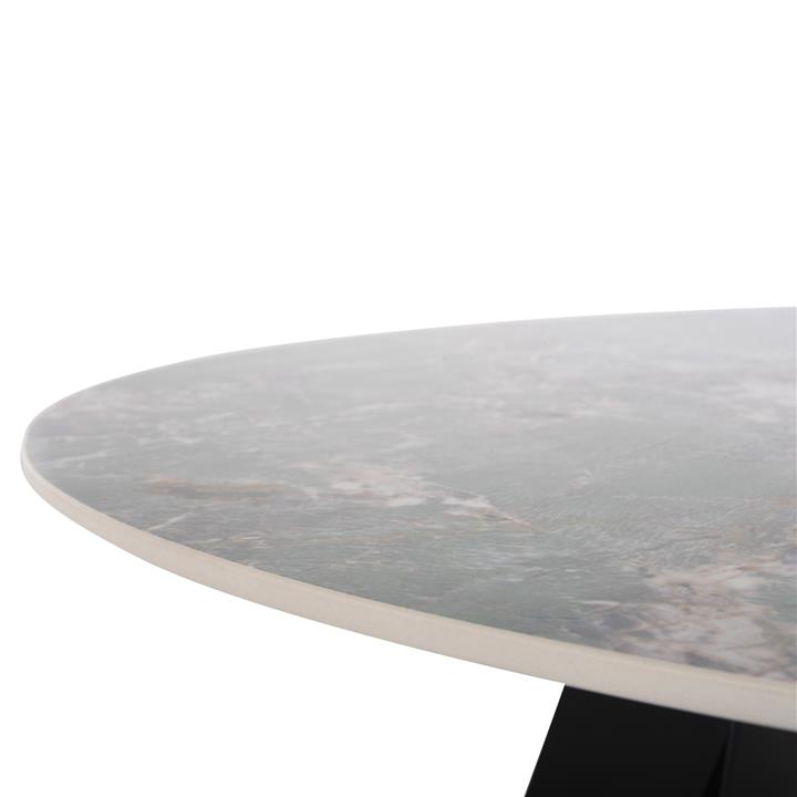 DINING TABLE ROUND ZOD HM9852.03 GREY MARBLE CERAMIC TOP-BLACK METAL LEGS Φ135x74Hcm.
