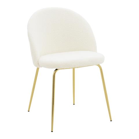 Καρέκλα Fersais pakoworld λευκό μπουκλέ-χρυσό μέταλλο 48x57x81εκ