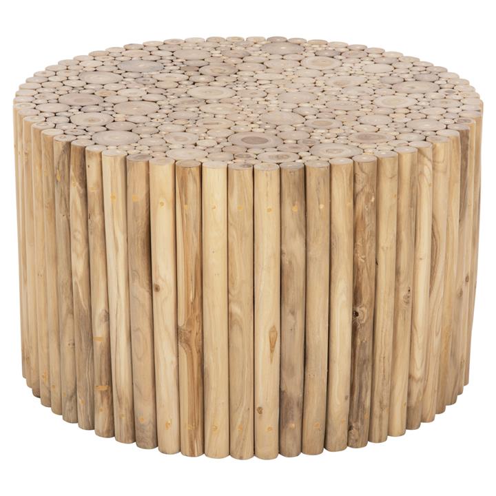ΤΡΑΠΕΖΙ ΣΑΛΟΝΙΟΥ ΣΤΡΟΓΓΥΛΟ COOTER HM9863 ΚΛΑΔΙΑ TEAK-ΦΥΣΙΚΟ Φ80x50Υεκ.