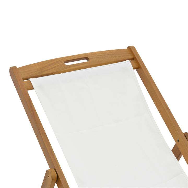 Chaise longue Franclow pakoworld acacia wood natural-cloth pvc white